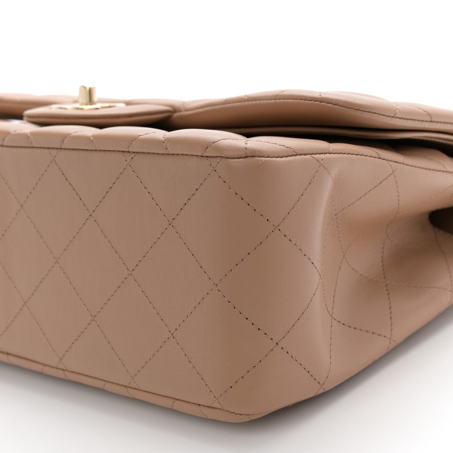 Chanel Lambskin Quilted Jumbo Double Flap Dark Beige 10 of 11
