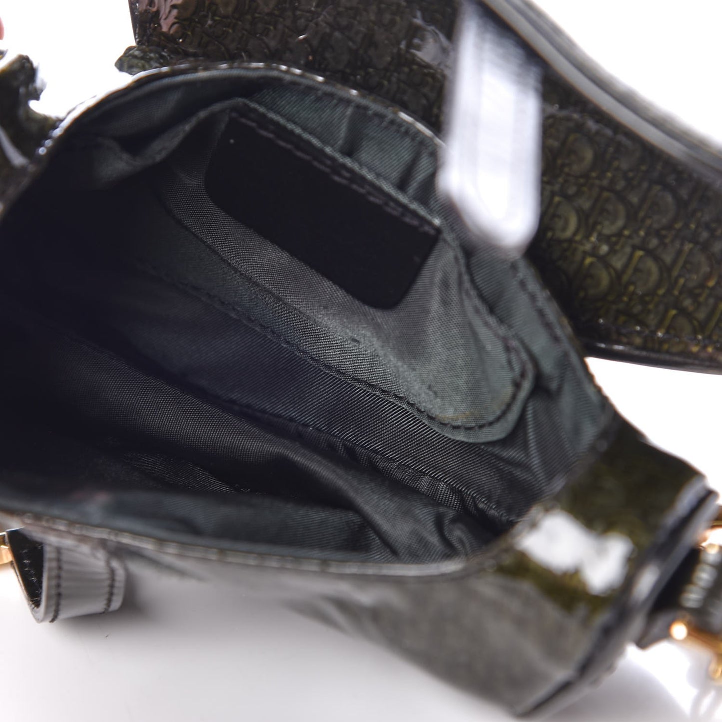 Patent Diorissimo Saddle Wristlet Green
