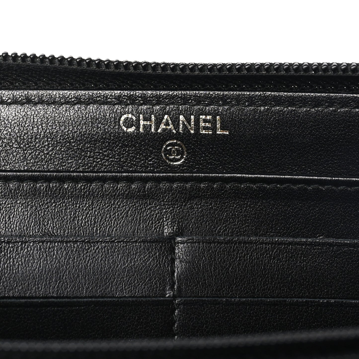 Caviar Chevron Quilted Zip Around Boy Wallet Black
