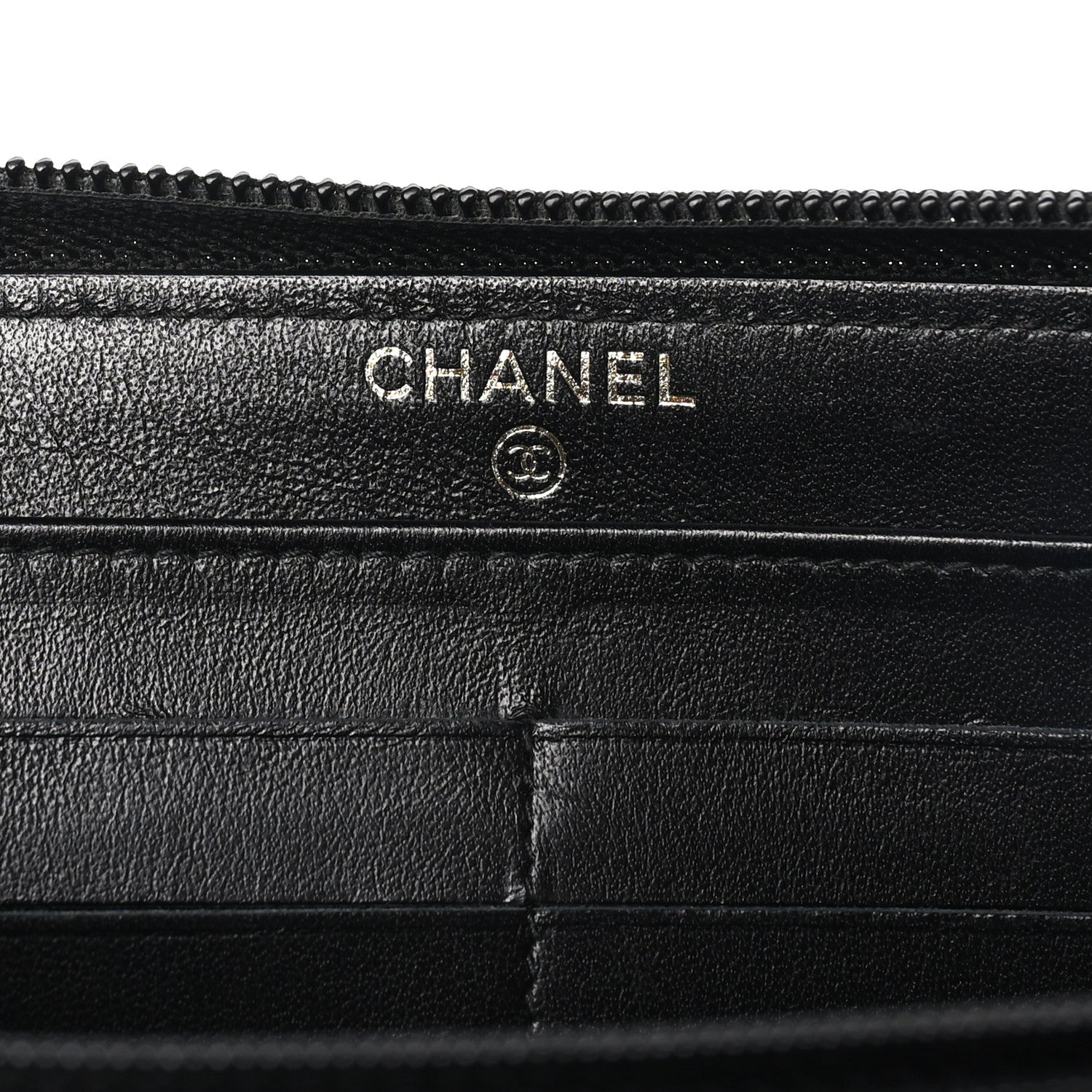 Chanel Caviar Chevron Quilted Zip Around Boy Wallet Black 6 of 7