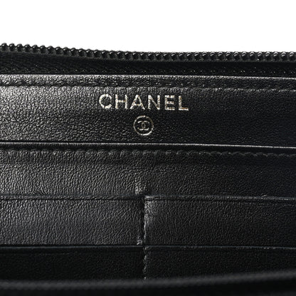 Chanel Caviar Chevron Quilted Zip Around Boy Wallet Black 6 of 7