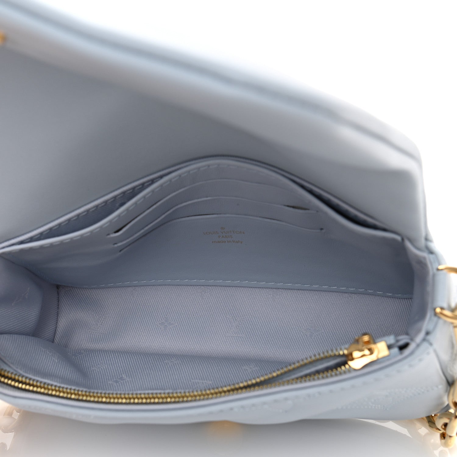 Louis Vuitton Calfskin Bubblegram Wallet On Strap Ice Blue 5 of 10