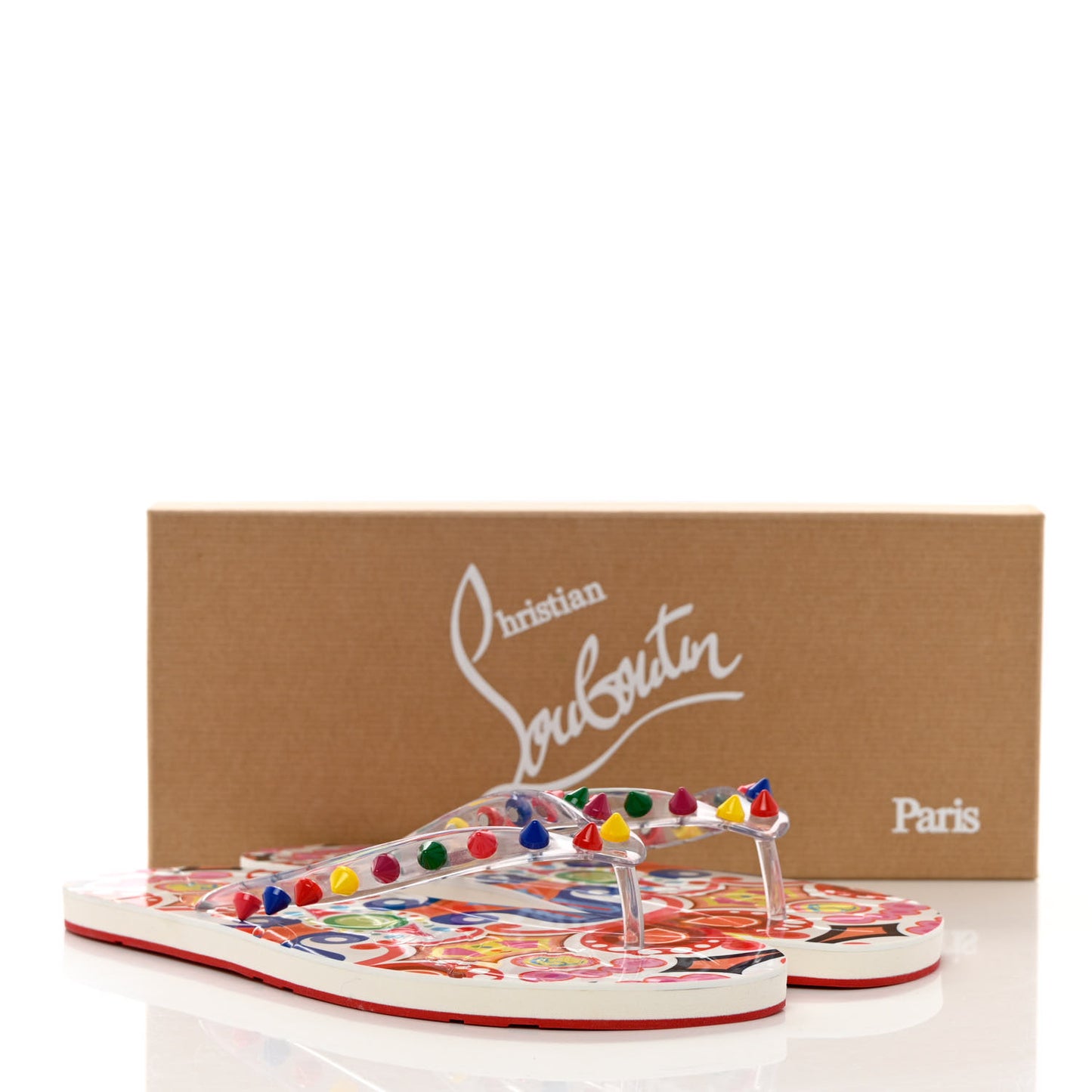 Rubber Spike Bengale Loubi Donna Flip Flop 40 White Multicolor