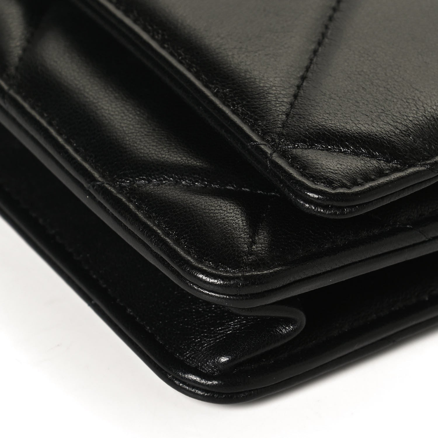 Chanel Shiny Goatskin Quilted Chanel 19 Wallet On Chain WOC Black 11 of 13