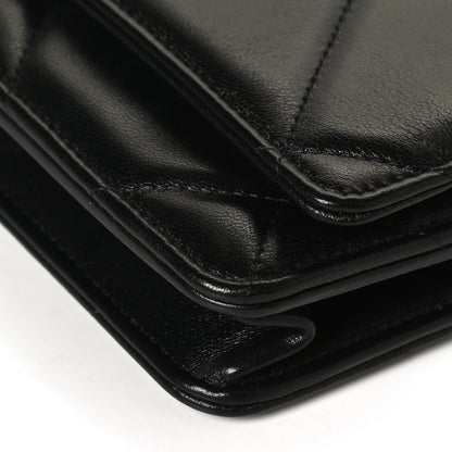 Chanel Shiny Goatskin Quilted Chanel 19 Wallet On Chain WOC Black 11 of 13