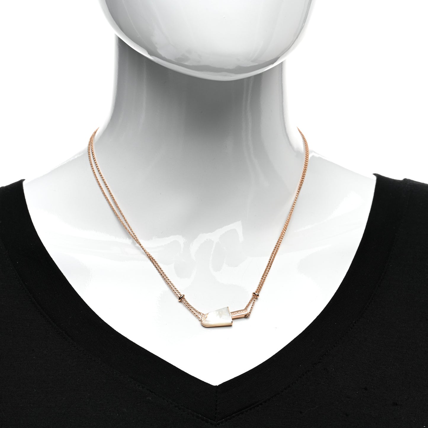 18K Rose Gold Diamond Mother of Pearl Gelati Necklace