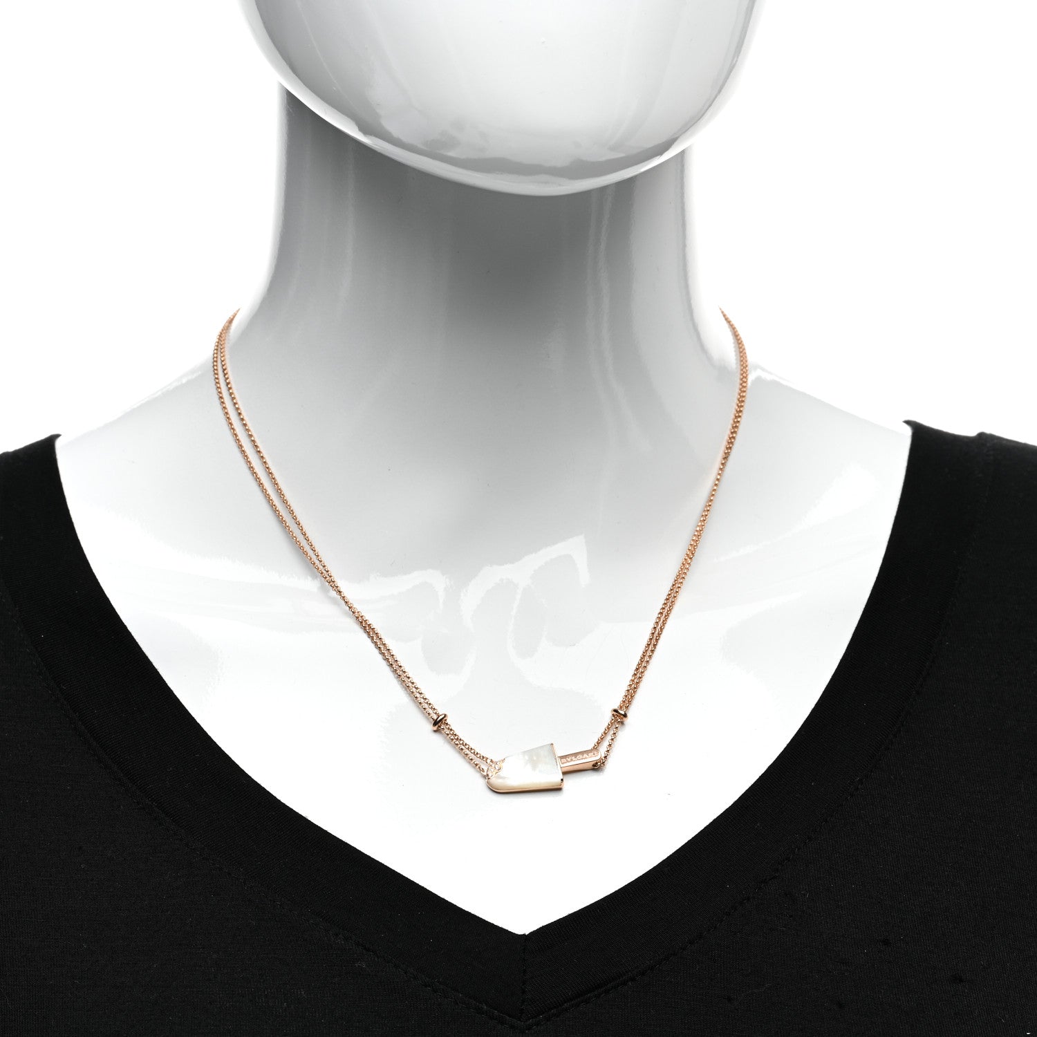 Bulgari 18K Rose Gold Diamond Mother of Pearl Gelati Necklace 2 of 4