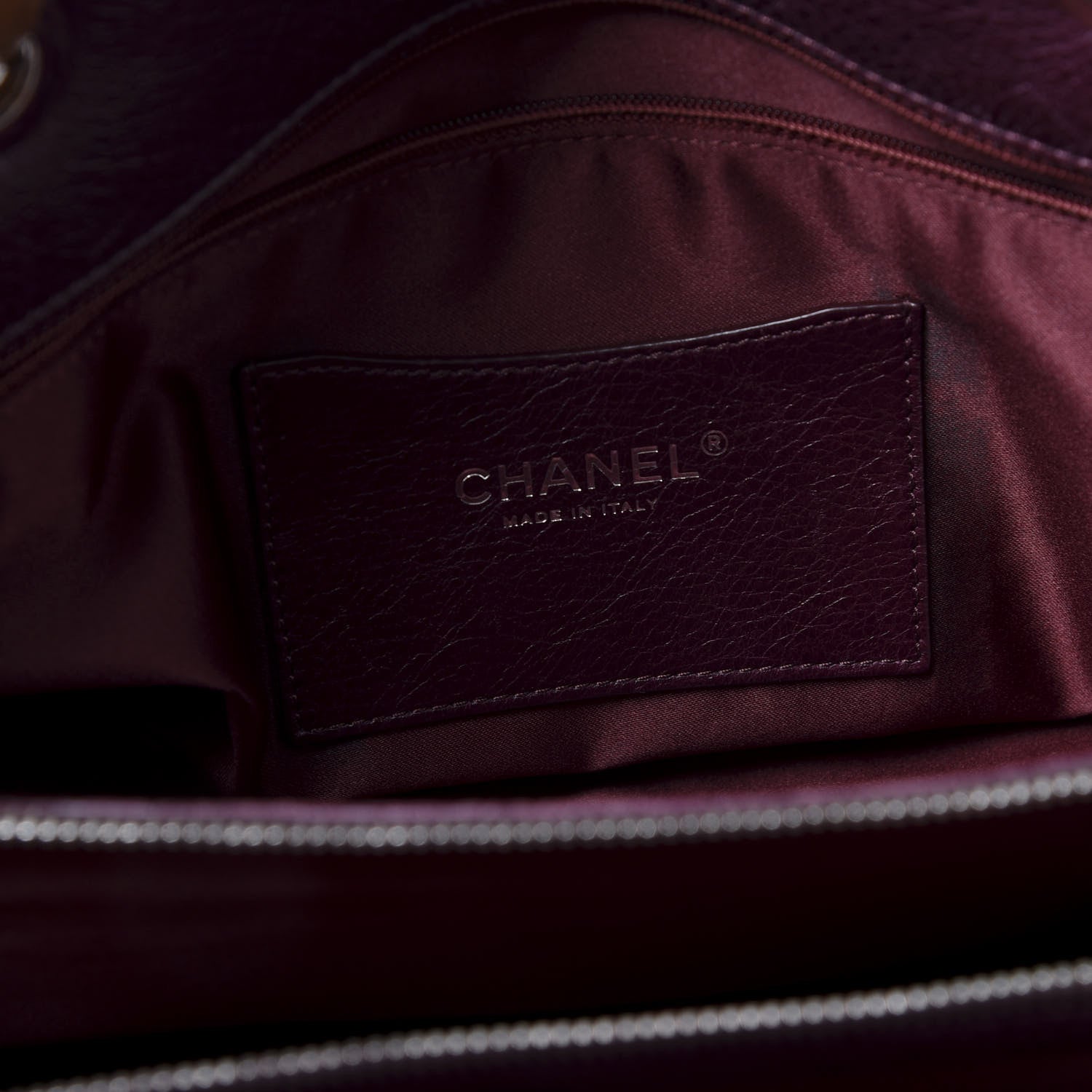 Chanel Glazed Calfskin Stitched On the Road Zip Tote Plum 7 of 9