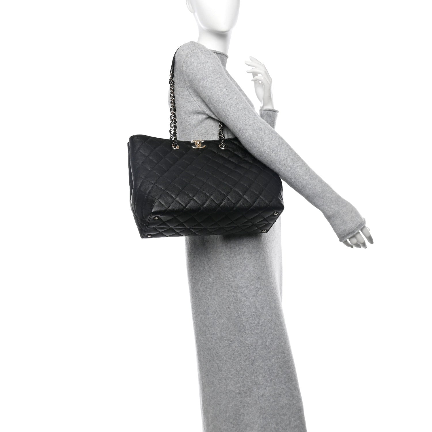Chanel Caviar Quilted Small Shopping Tote Black 2 of 11