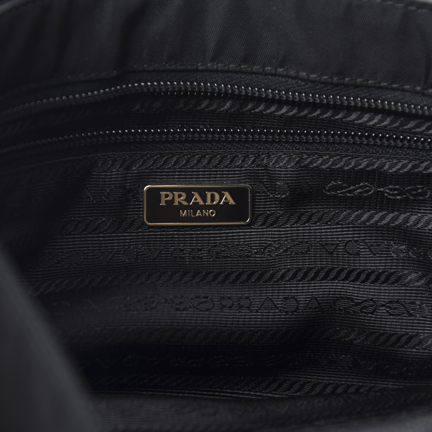 Prada Tessuto Nylon Calfskin Crocodile Embossed Shoulder Bag Black 8 of 12