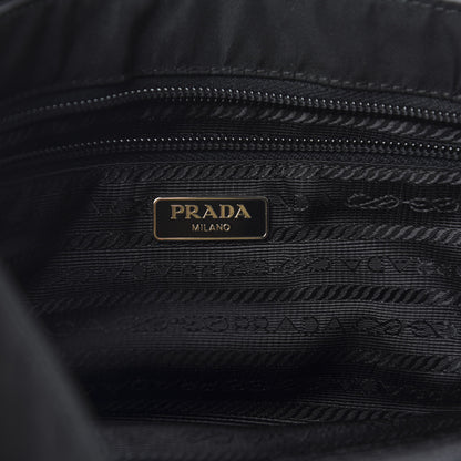 Prada Tessuto Nylon Calfskin Crocodile Embossed Shoulder Bag Black 8 of 12