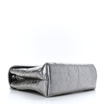 Saint Laurent Metallic Calfskin Y Quilted Monogram Small Loulou Chain Satchel Acciaio 4 of 11