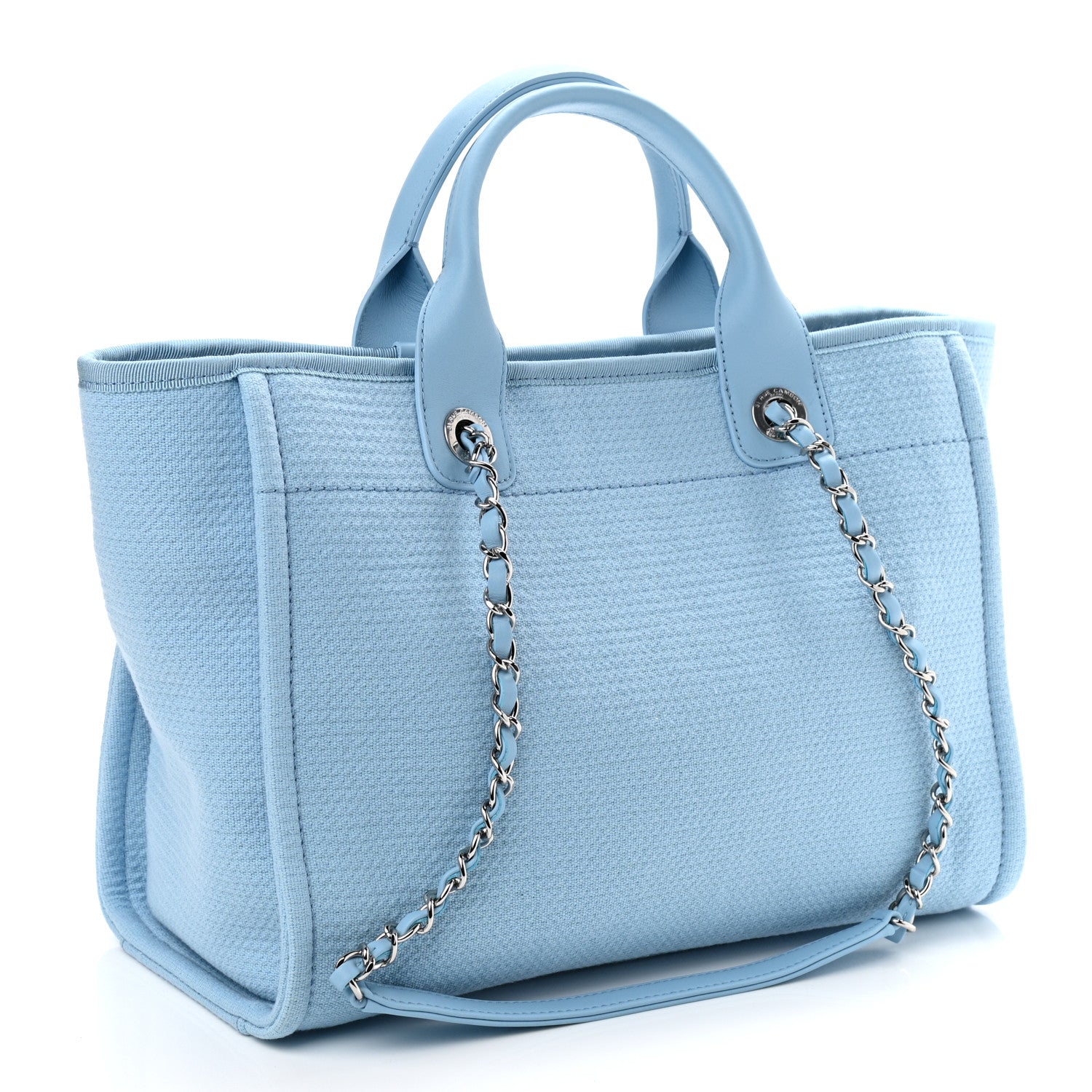 Chanel Mixed Fibers Small Deauville Tote Light Blue 3 of 10