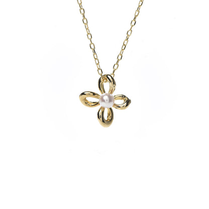 Mikimoto 18K Yellow Gold Pearl 4mm Flower Pendant Necklace 4 of 6