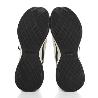 Chanel Fabric Suede Calfskin Sneakers 39 White Black 5 of 8
