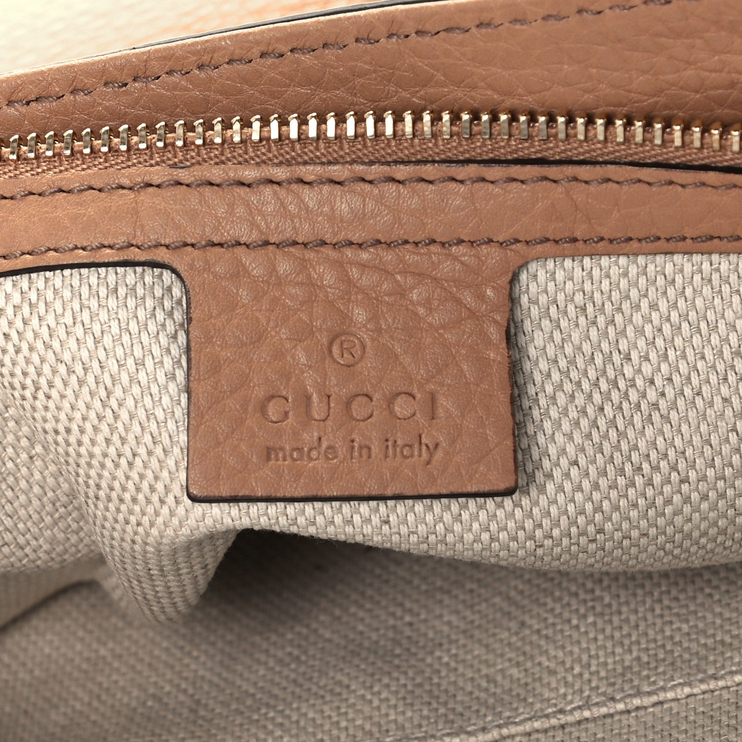 Gucci Pebbled Calfskin Medium Soho Flap Crossbody Camelia 6 of 12