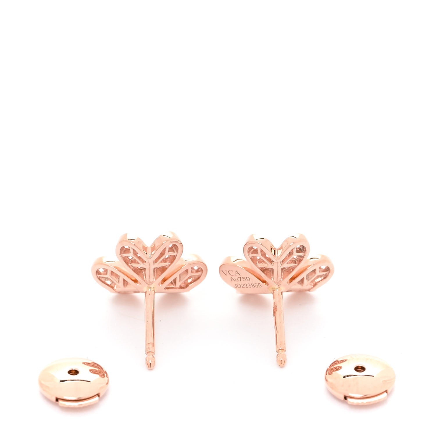 Van Cleef & Arpels 18K Rose Gold Diamond Mini Frivole Pave Earrings 4 of 6