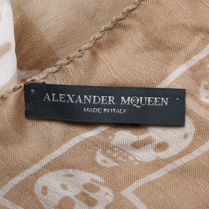 Alexander McQueen Silk Chiffon Skull Scarf Beige Ivory 5 of 5