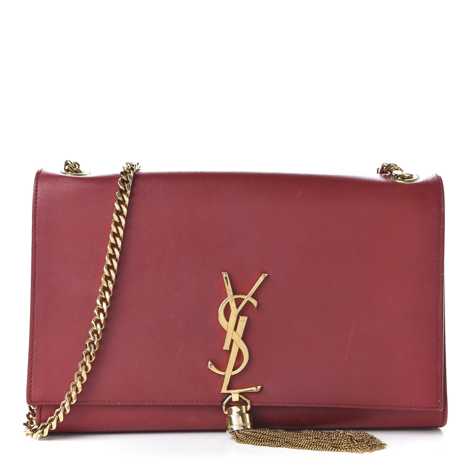 Saint Laurent Smooth Calfskin Medium Classic Monogram Kate Tassel Satchel Lipstick Red 1 of 13
