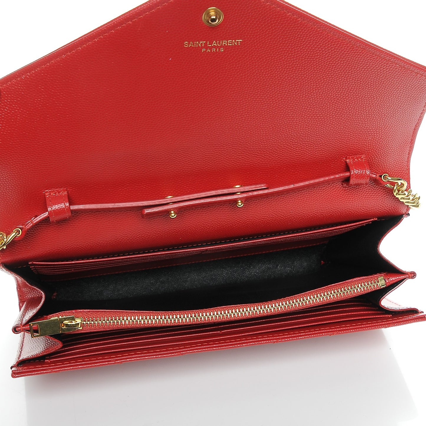 Grain De Poudre Matelasse Chevron Monogram Chain Wallet New Red