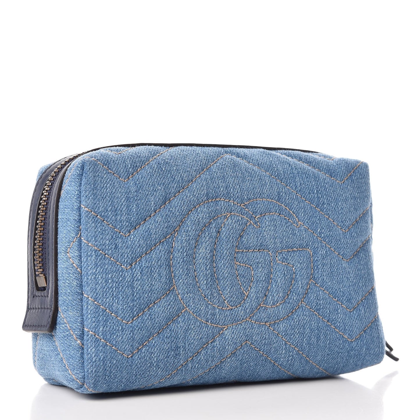 Denim Matelasse Flower Japan Limited GG Marmont Cosmetic Case Blue