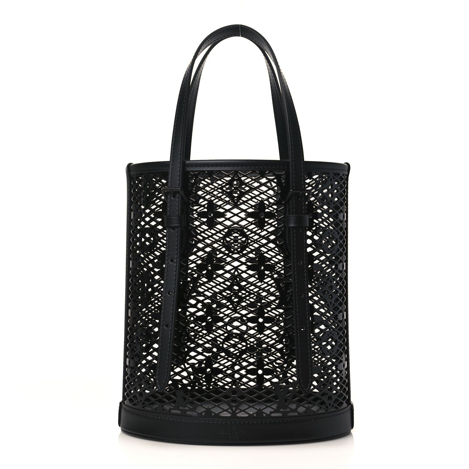 Louis Vuitton Patent Calfskin Laced Monogram Bucket PM Black 1 of 8