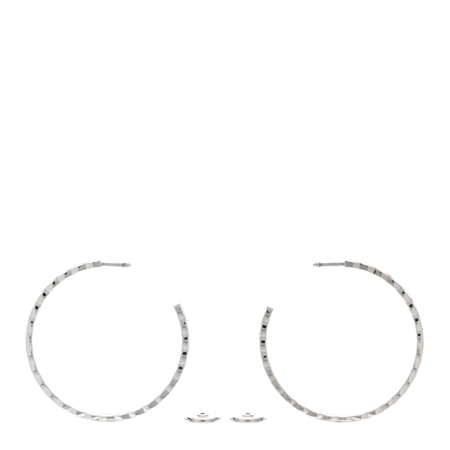 Chanel 18K White Gold Diamond Coco Crush Hoop Earrings 3 of 5