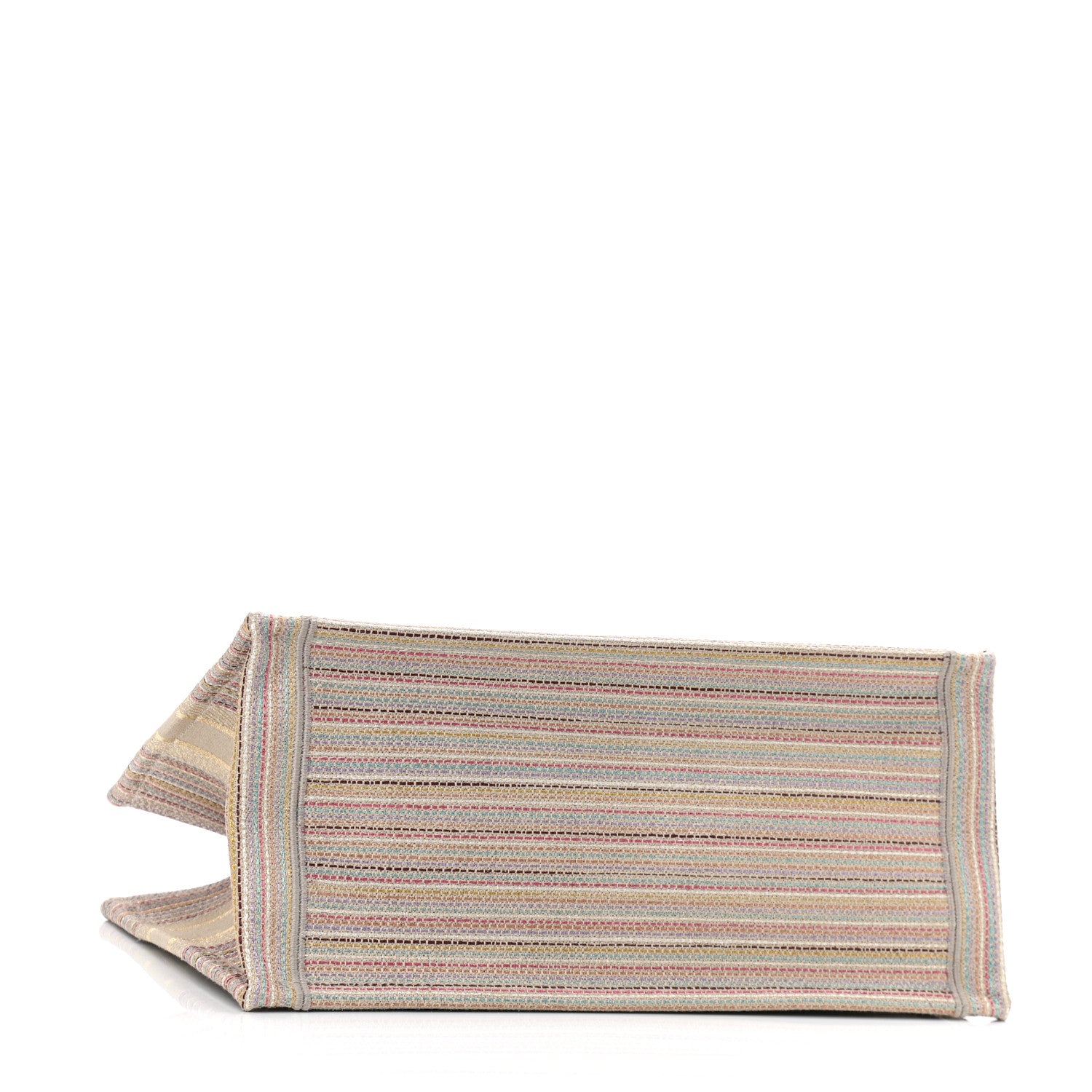 Christian Dior Canvas Embroidered Medium Stripes Book Tote Beige Multicolor 3 of 10