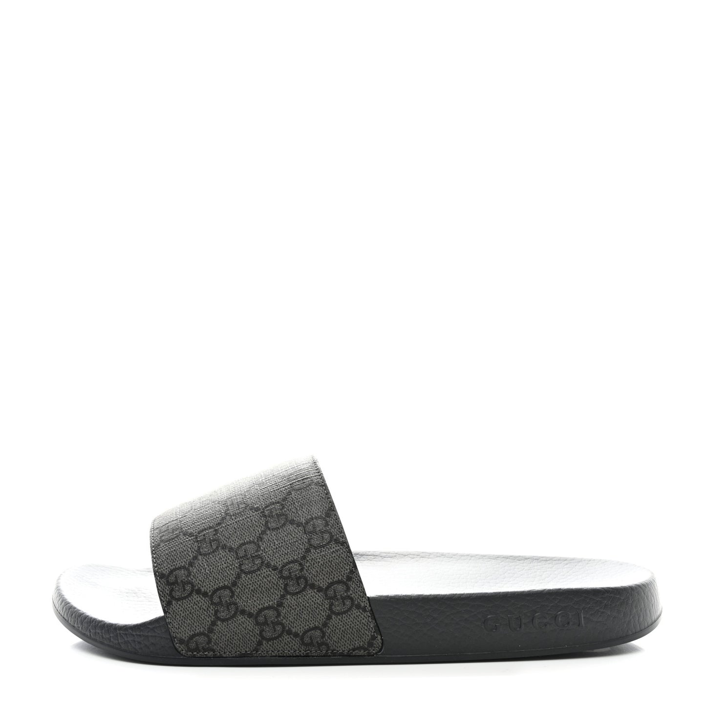 GG Supreme Monogram Mens Slide Sandals 12 Grey Black