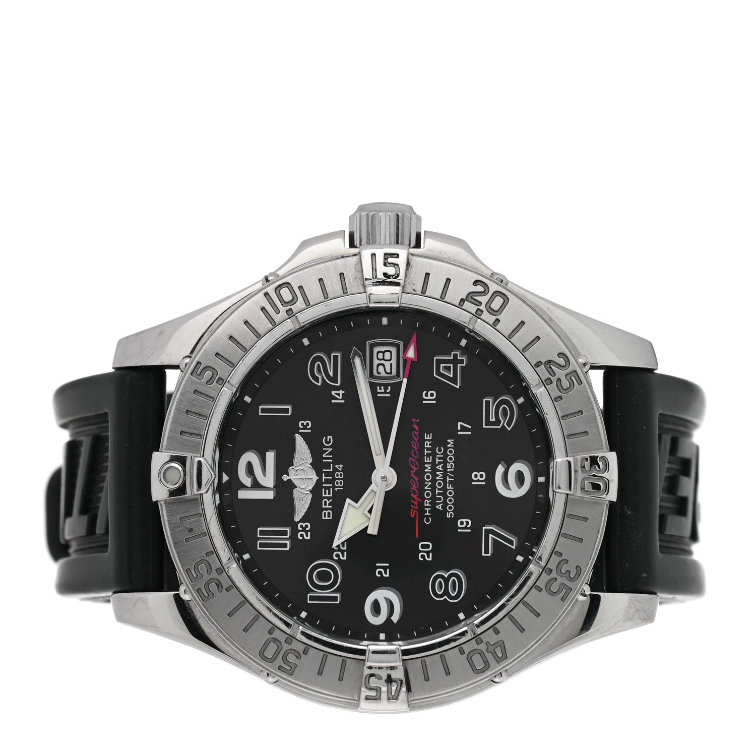 Breitling Stainless Steel Rubber 40mm Chronometre Super Ocean Automatic Watch Black A17360 2 of 4