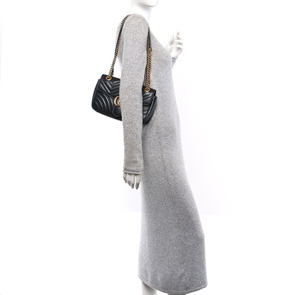 Gucci Calfskin Matelasse Small GG Marmont Shoulder Bag Black 2 of 10