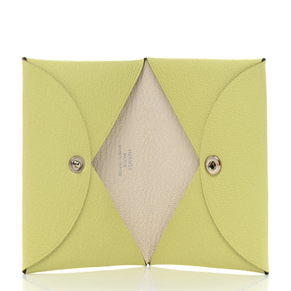 Hermes Chevre Mysore Verso Calvi Card Case Jaune Bourgeon Nata 5 of 8