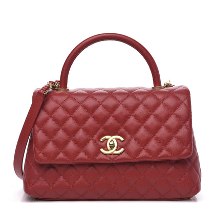 Chanel Caviar Quilted Small Coco Handle Flap Red 1 of 10
