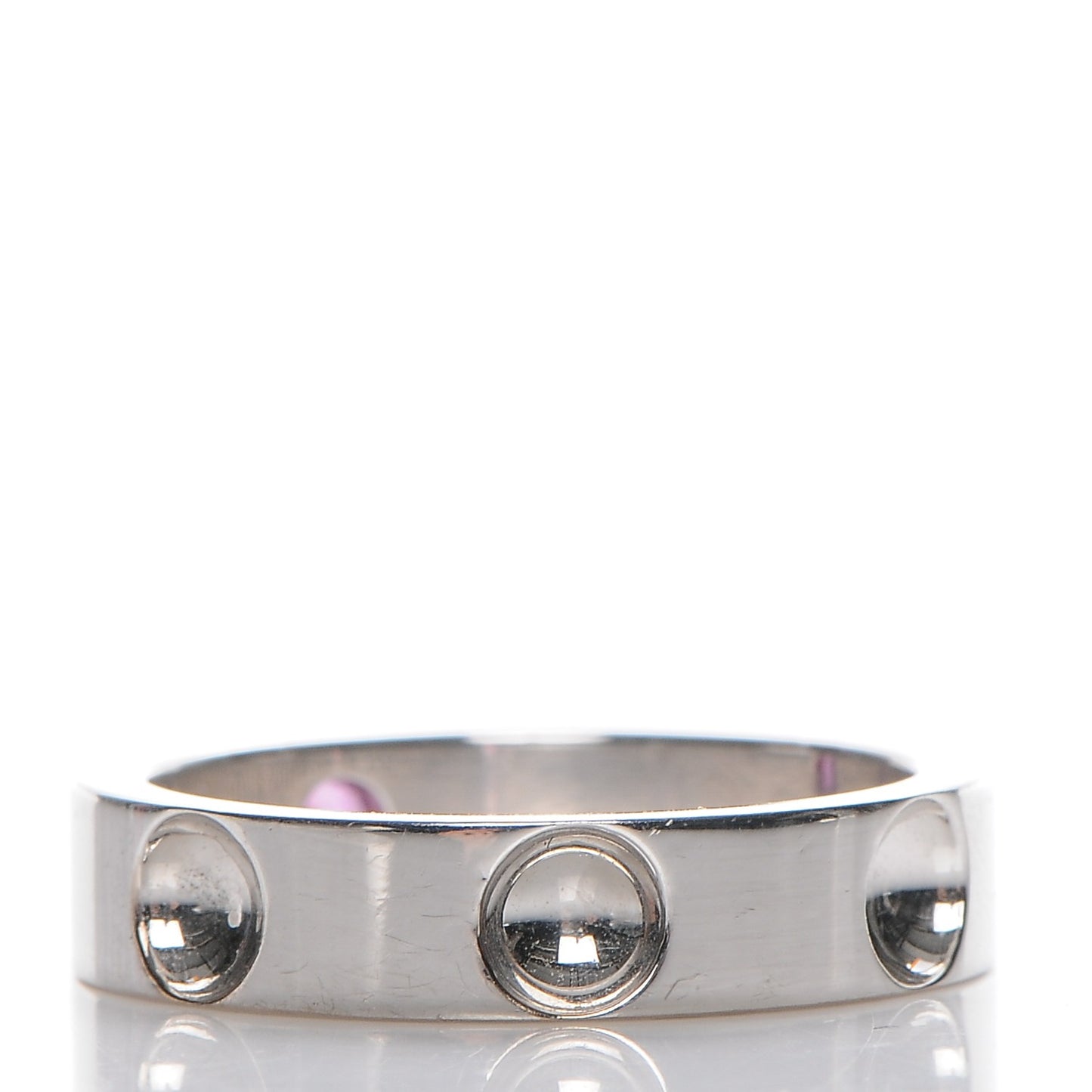 18K White Gold Pink Safran Empreinte Ring 58 8.5
