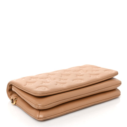 Louis Vuitton Lambskin Embossed Monogram Pochette Coussin Camel 4 of 9