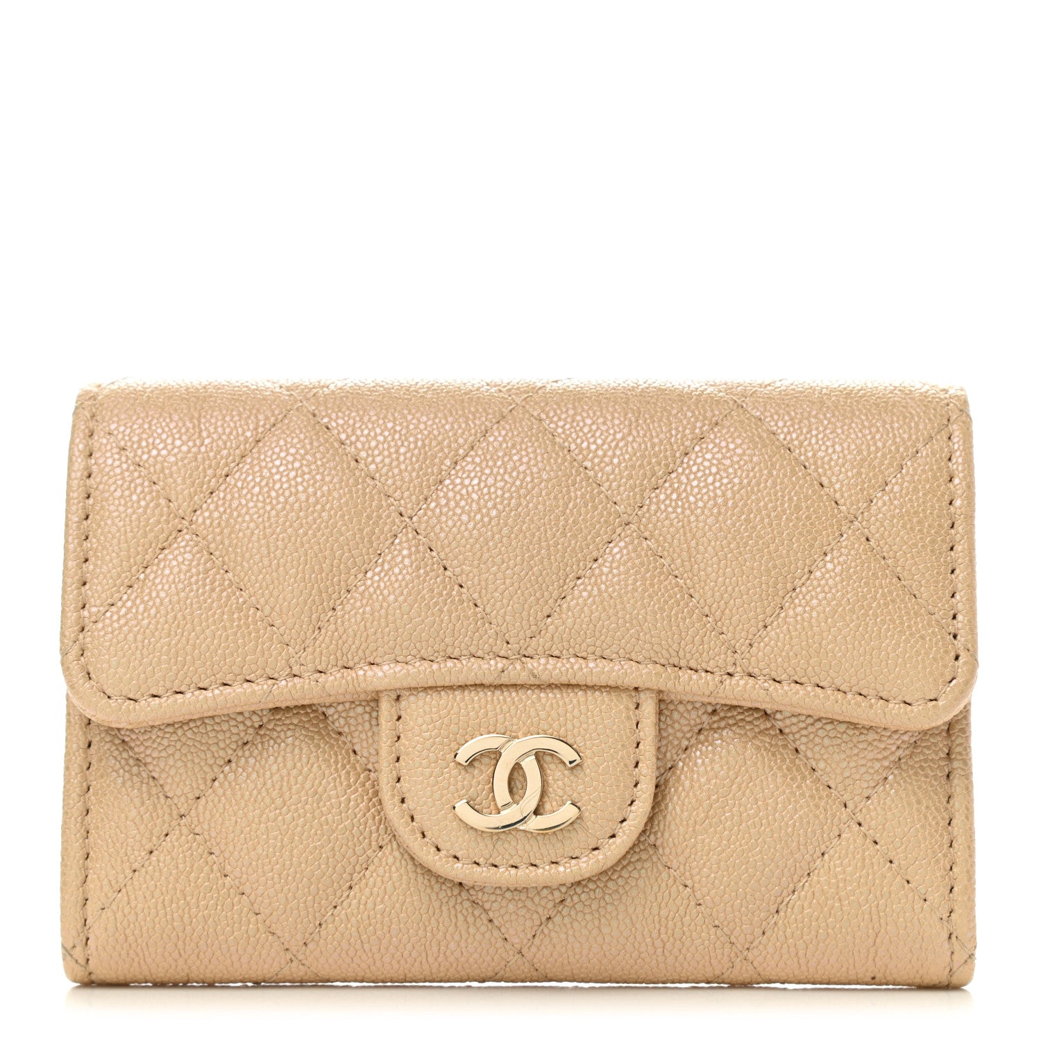 Chanel Iridescent Caviar Quilted Flap Card Holder Beige 1 of 9