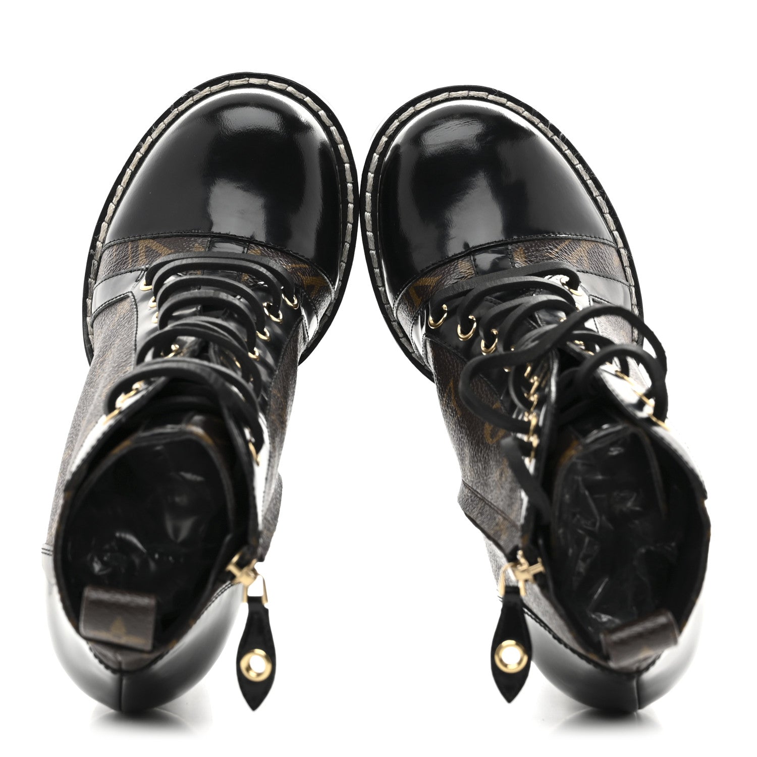 Louis Vuitton Patent Calfskin Monogram Star Trail Ankle Boots 37.5 Black 2 of 9