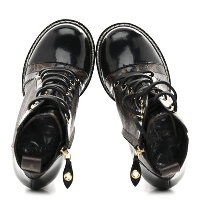 Louis Vuitton Patent Calfskin Monogram Star Trail Ankle Boots 37.5 Black 2 of 9