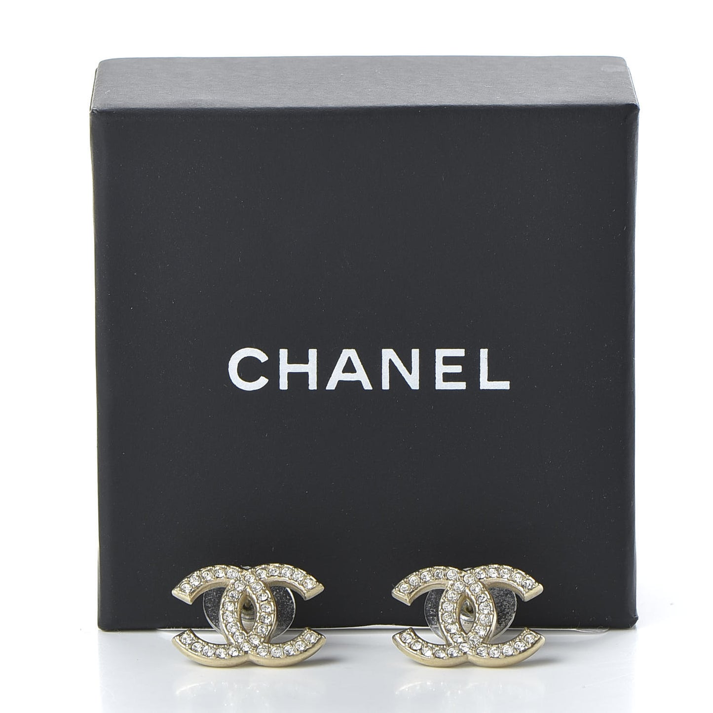 Crystal CC Earrings Light Gold
