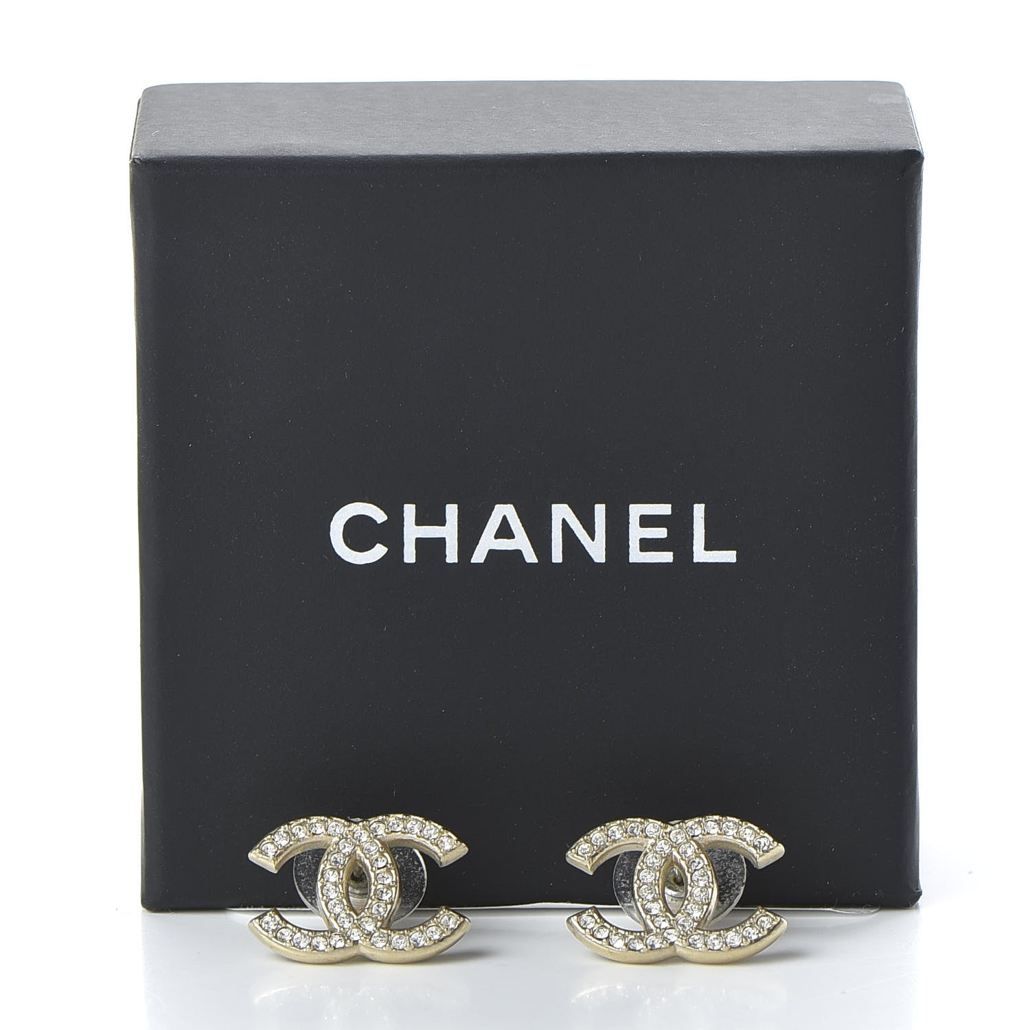 Chanel Crystal CC Earrings Light Gold 5 of 5