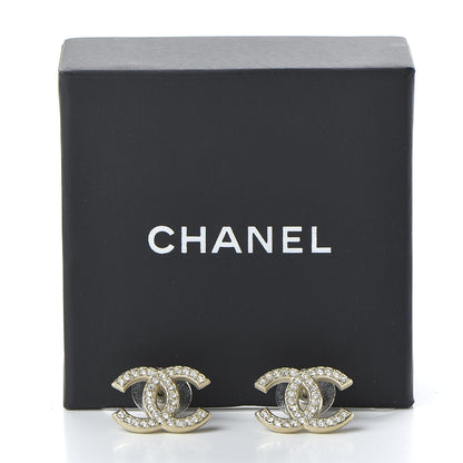 Chanel Crystal CC Earrings Light Gold 5 of 5
