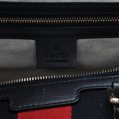Gucci Monogram Selleria Calfskin Vintage Web Medium Boston Beige Blue 6 of 6