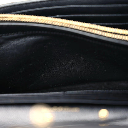 Saint Laurent Grain De Poudre Matelasse Chevron Monogram Chain Wallet Black 15 of 17