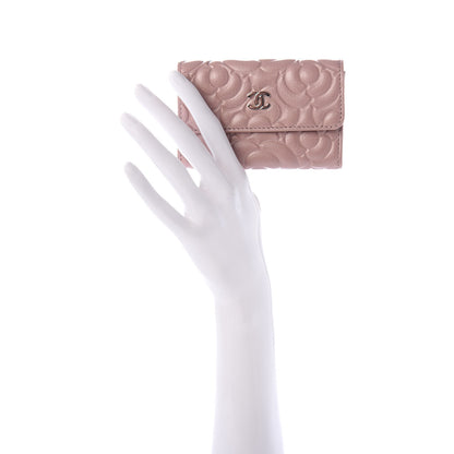 Chanel Goatskin Camellia Embossed Card Holder Wallet Light Pink 2 of 9