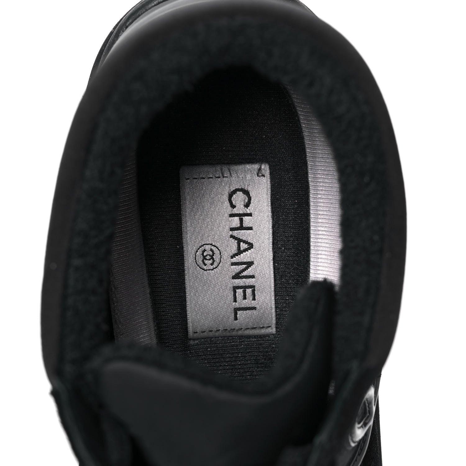 Chanel Fabric Calfskin Suede CC Sneakers 39 Black 7 of 9