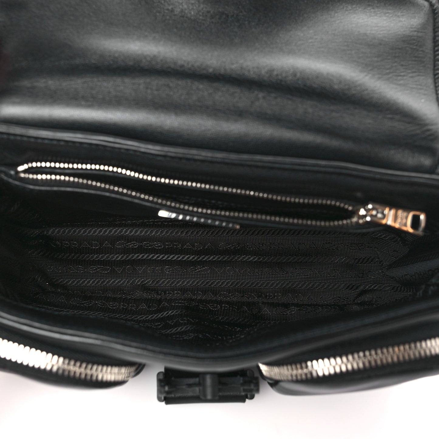 Nappa Double Pocket Buckle Shoulder Bag Black