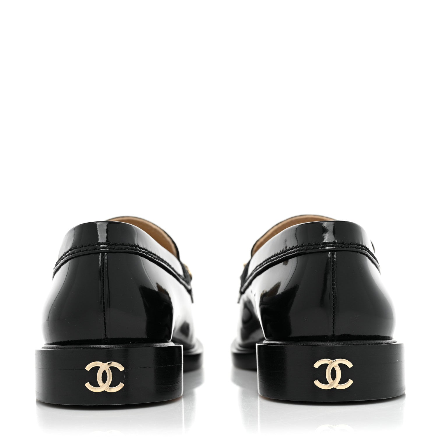 Chanel Shiny Calfskin Logo Loafers 39 Black 4 of 10