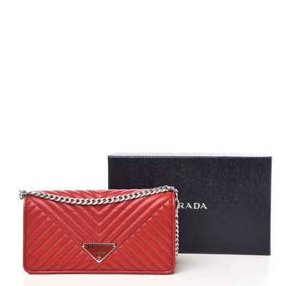 Prada Nappa Impunture Mini Diagramme Chain Crossbody Bag Fuoco 10 of 10