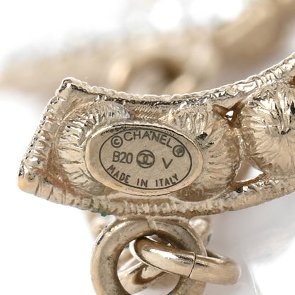 Chanel Crystal Cha-Nel Logo Drop Earrings Gold 4 of 5