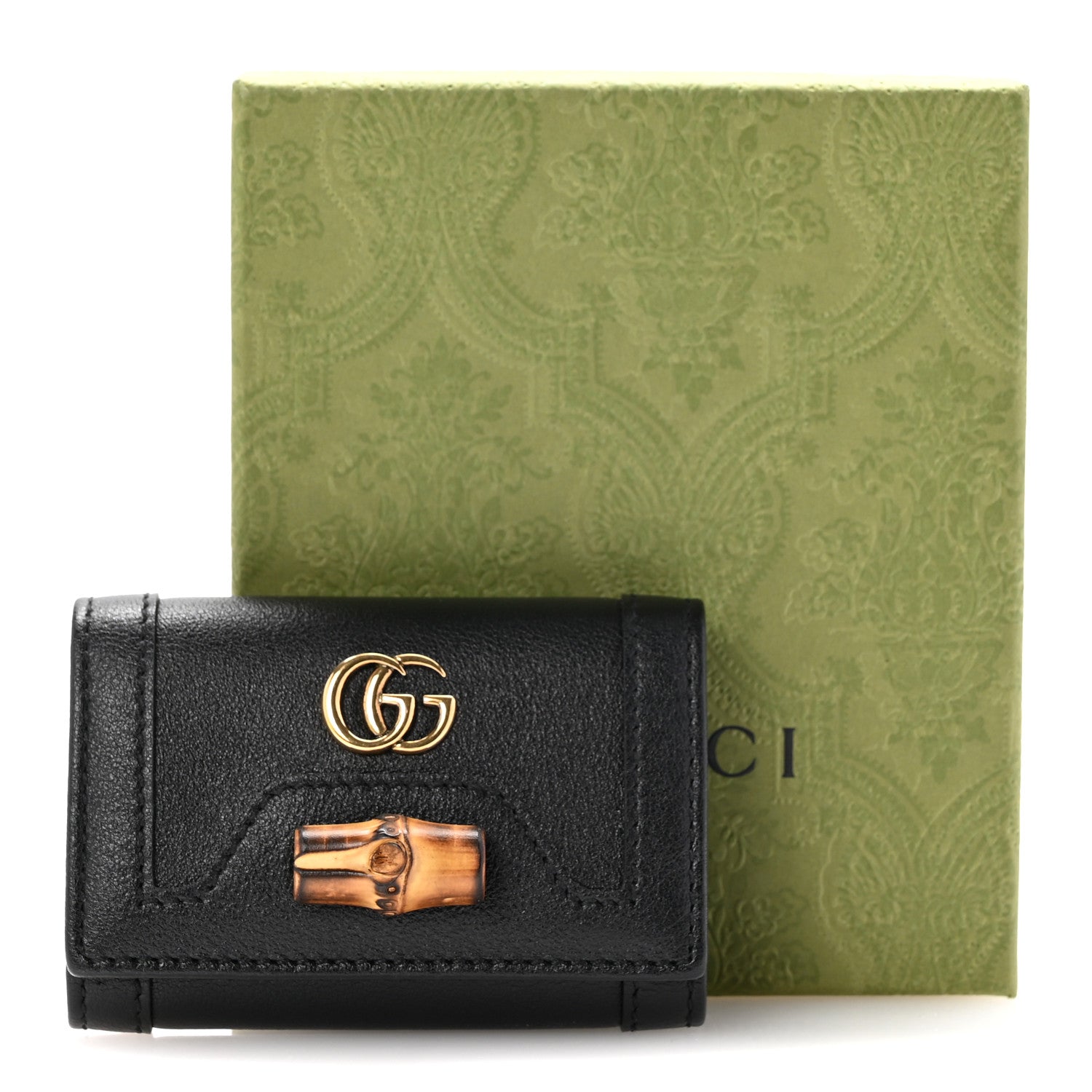 Gucci Wonka Grain Calfskin Diana 6 Key Holder Case Black 9 of 9